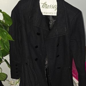 Calvin Klein Charcoal Double-Breasted Pea Coat